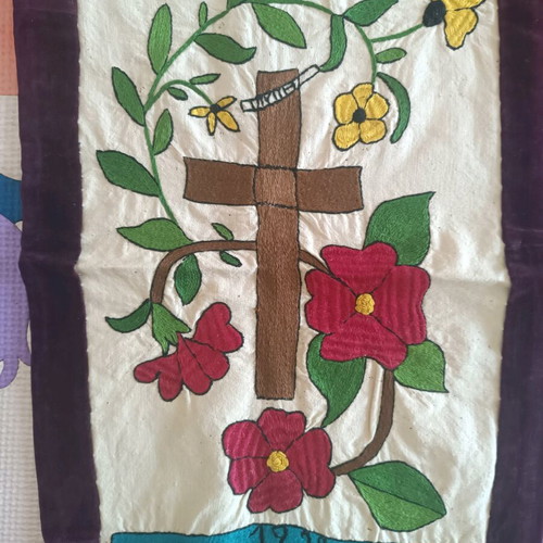 Embroidered handmade cross from 1930 new