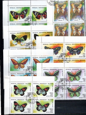 Μαδαγασκάρη 1992 Butterflies κομπλε σειρά σε καρρέ μεταχειρισμένα