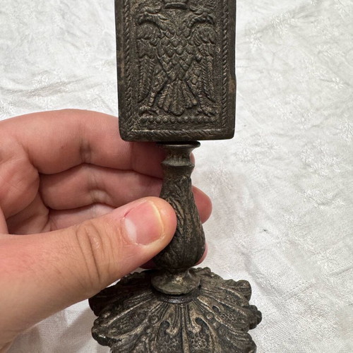 Base for objects used, bronze, several years old