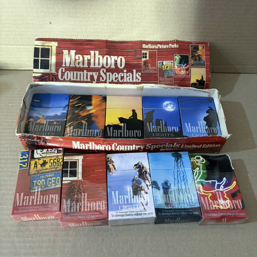 Marlboro collectible empty cigarette boxes, set of 10