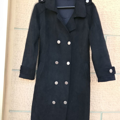 Liang Qi women's black double-breasted coat, size M