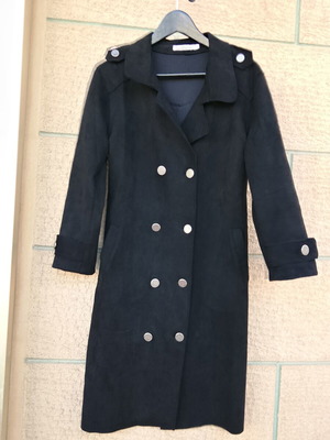 Liang Qi women's black double-breasted coat, size M