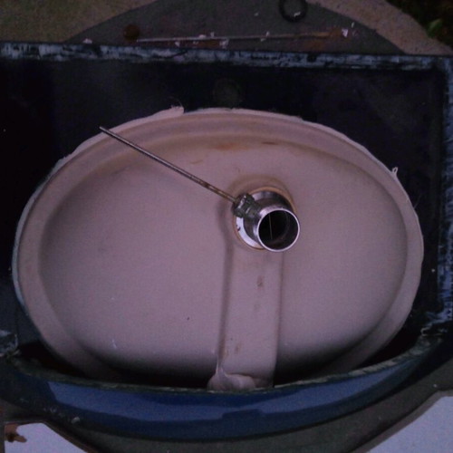 Bathroom sink with glass base, porcelain, blue, like new
