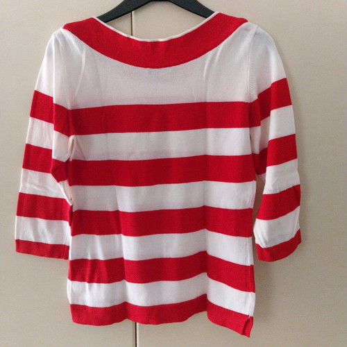 Brigitte striped knitted blouse size M like new, 100% cotton, 3/4 sleeve