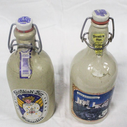 Old German beer bottles with porcelain cap used, pack of two