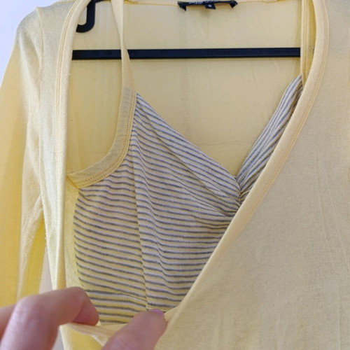 Staff 90s/Y2K Grunge Layered Top with Transparency, Like New, Yellow, M