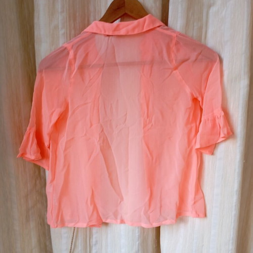 Fluorescent orange transparent shirt like new, size XS
