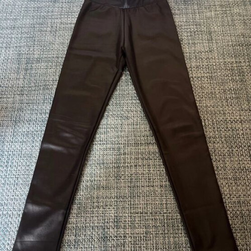 Leather leggings new with fur inside, small, black