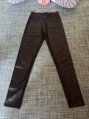 Leather leggings new with fur inside, small, black