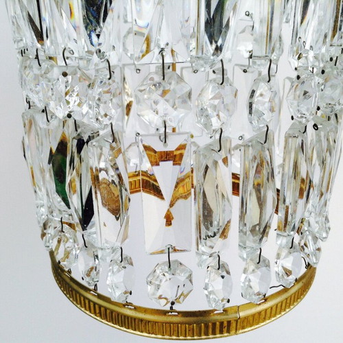 Brass ceiling light used with crystals