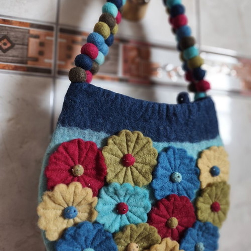 Uttam London bag new, colorful wool felt