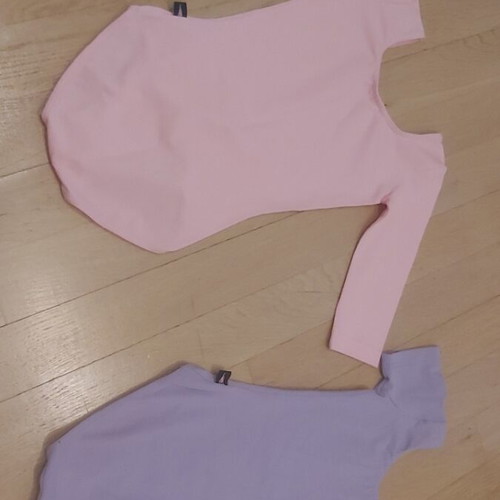 Kids' bodysuits like new, pack of 2, sizes 6-8 years, pink and purple