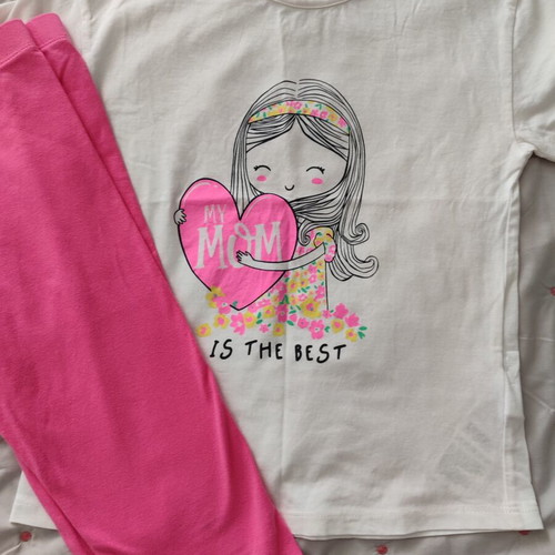 Girls' summer clothes set like new, age 7-8, white and pink