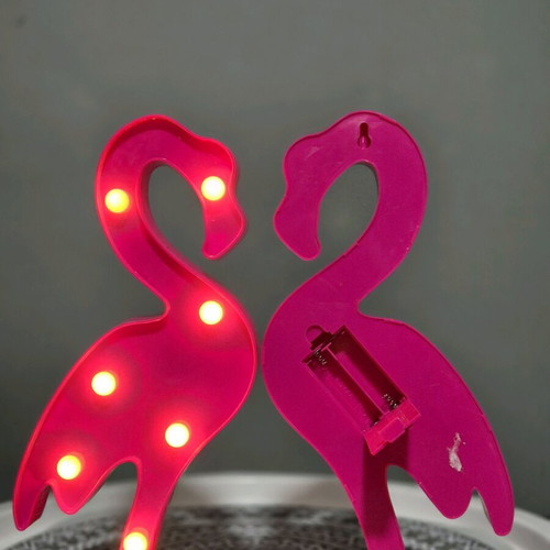 Set of 2 Flamingo LED lights, pink