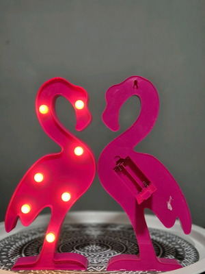 Set of 2 Flamingo LED lights, pink