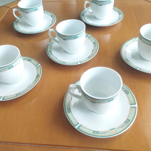 Crown Regent vintage coffee cup set of 6 green and gold like new