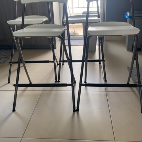 IKEA bar stools set of 4, white with metal frame