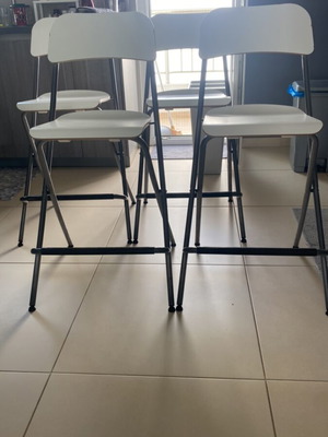 IKEA bar stools set of 4, white with metal frame