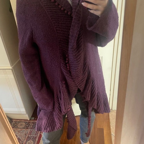 Mat long woolen women's cardigan purple one size up to X-Large
