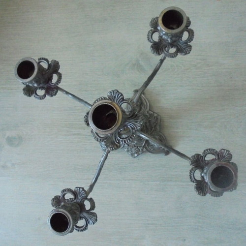 Baroque Style Old Candlestick with Five Arms Used