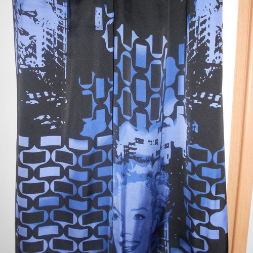 Lussile women's dress medium, like new, black and purple with Marilyn Monroe print