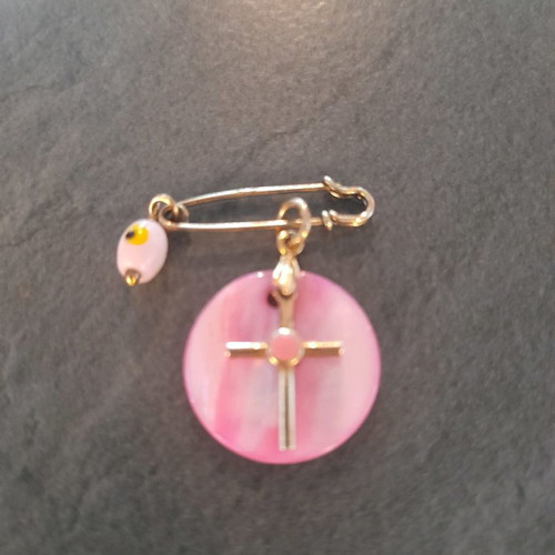 Silver 825 Mataki Safety Pin with Cross Pendant new
