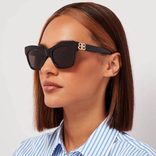Balenciaga sunglasses used, model BB0132S, black and gold
