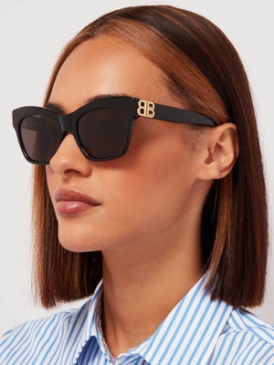 Balenciaga sunglasses used, model BB0132S, black and gold