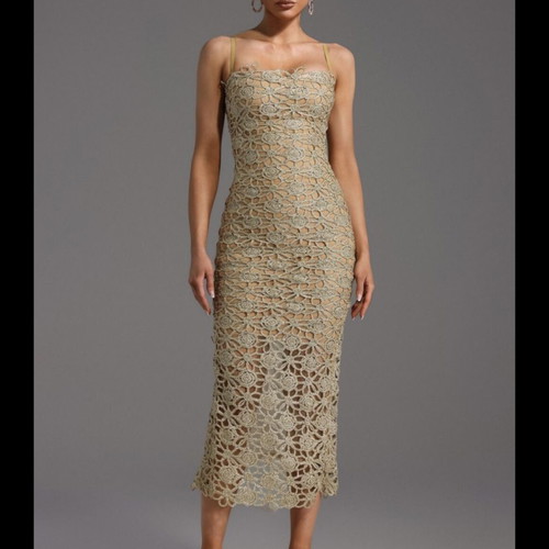 Gold Midi Dress new, size xsmall, slim -  65,00 - Vendora.cy