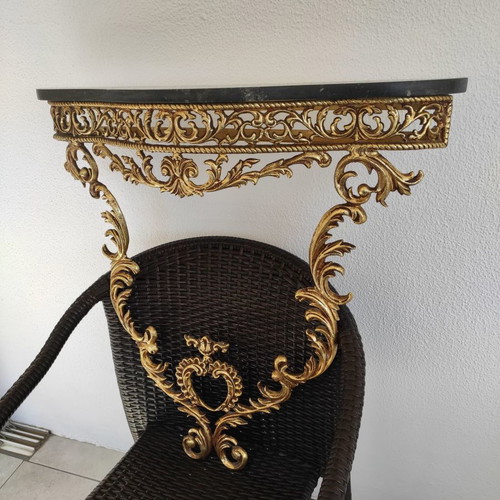 Entrance mirror used with marble and iron shelf