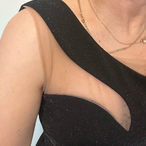 Lurex dress like new, black with bronze shine, medium size