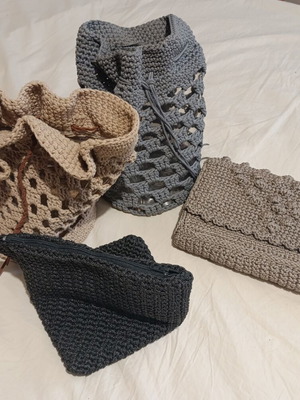 Knitted shoulder bags used, handmade pack