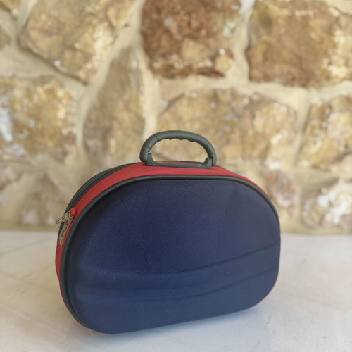 Hard Travel Cosmetic Bag like new, blue and red