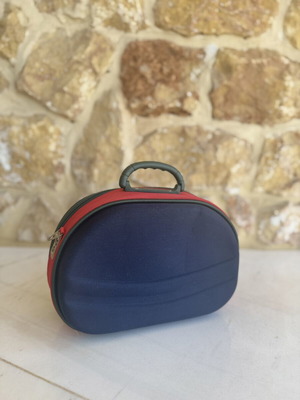 Hard Travel Cosmetic Bag like new, blue and red