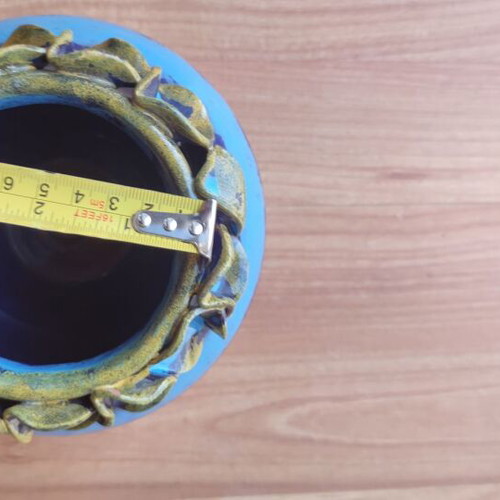 Handmade clay vase like new, height 12 cm, diameter 10 cm