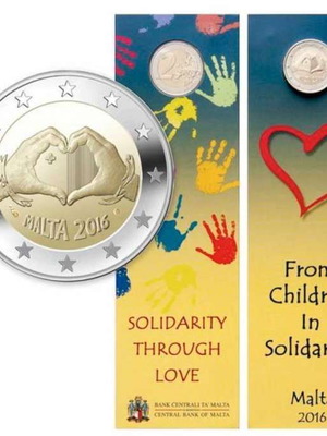 SAC Малта 2 евро 2016 UNC Solidarity through Love колекционерска монета