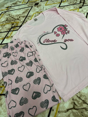 Pajama set Large new, white and pink