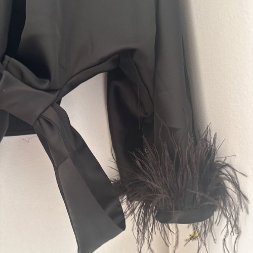 Zara satin shirt with feather cuffs like new, size S
