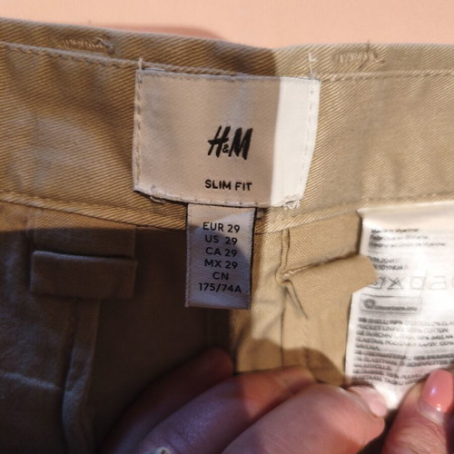 H&M Cotton Men's Slim Fit Pants Beige Size EUR 29 New