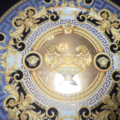 Versace Prestige Gala gold-plated serving platter used 33cm in box