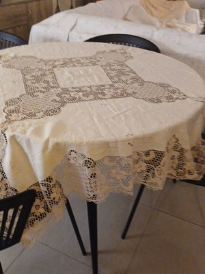 Handmade Atrante Tablecloth linen square 1.80x1.80 with 8 napkins new