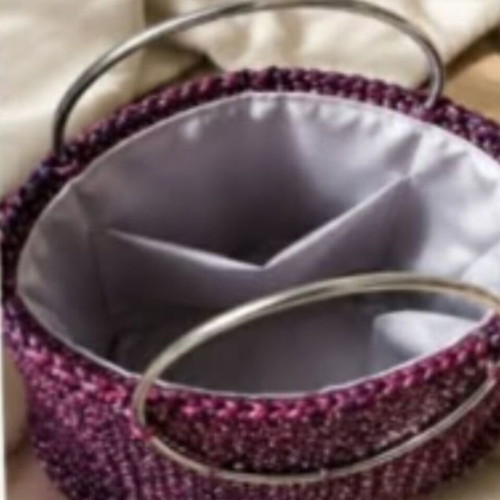 Handmade bag with metal round handles, new