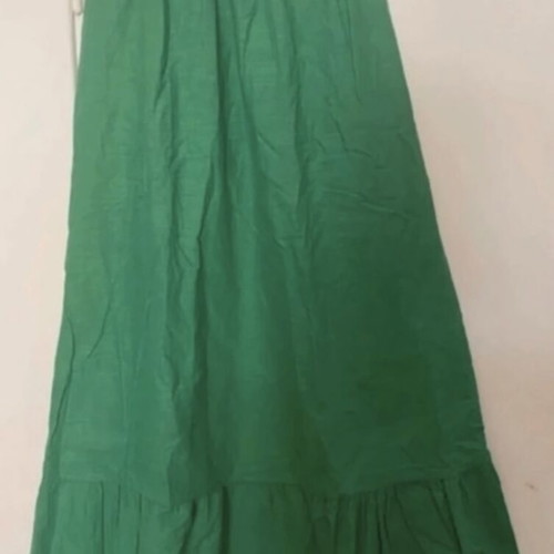Summer set linen, crop top and A-line skirt, new, green, size large