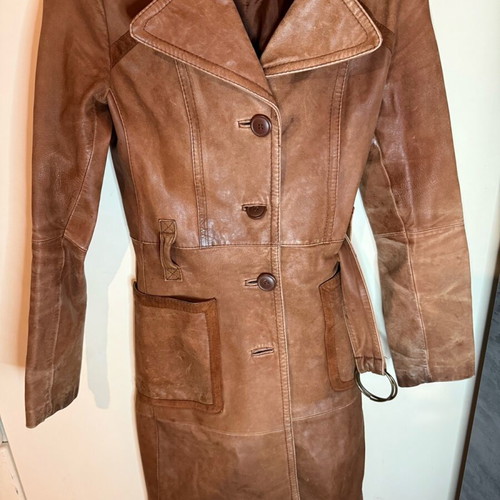 Vintage leather coat 100% genuine leather used, Medium, Inditex