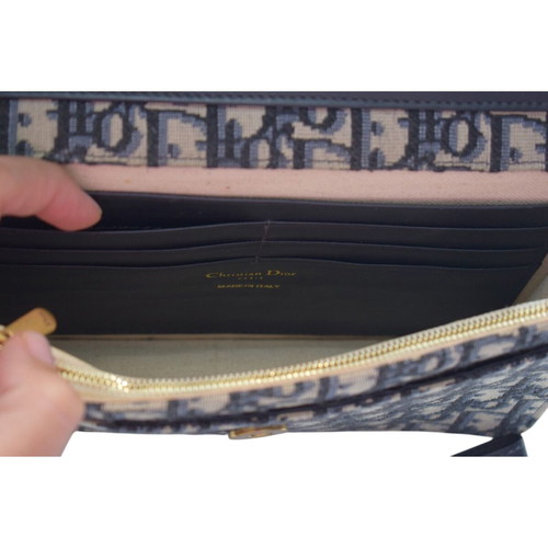 Christian Dior Blue Oblique Jacquard Wallet on Chain