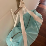 Oysho σακ βουαγιάζ σαν καινούργιο, μπεζ και τιρκουάζ, 47x37cm