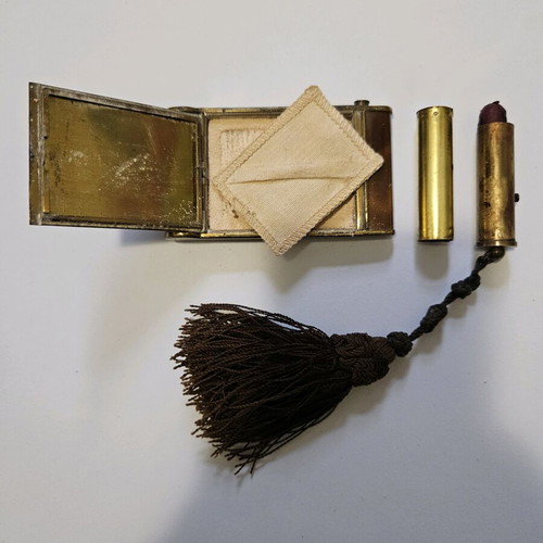 Vintage Art Deco Compact and Lipstick used personal item