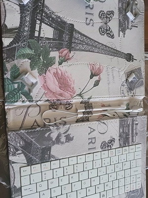 Θήκες για ταμπλετ καινούργιες με σχέδιο Παρίσι και Λονδίνο, πληκτρολόγιο και πενάκι