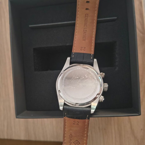 Gant wristwatch, black leather strap, men's