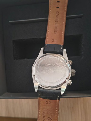 Gant wristwatch, black leather strap, men's